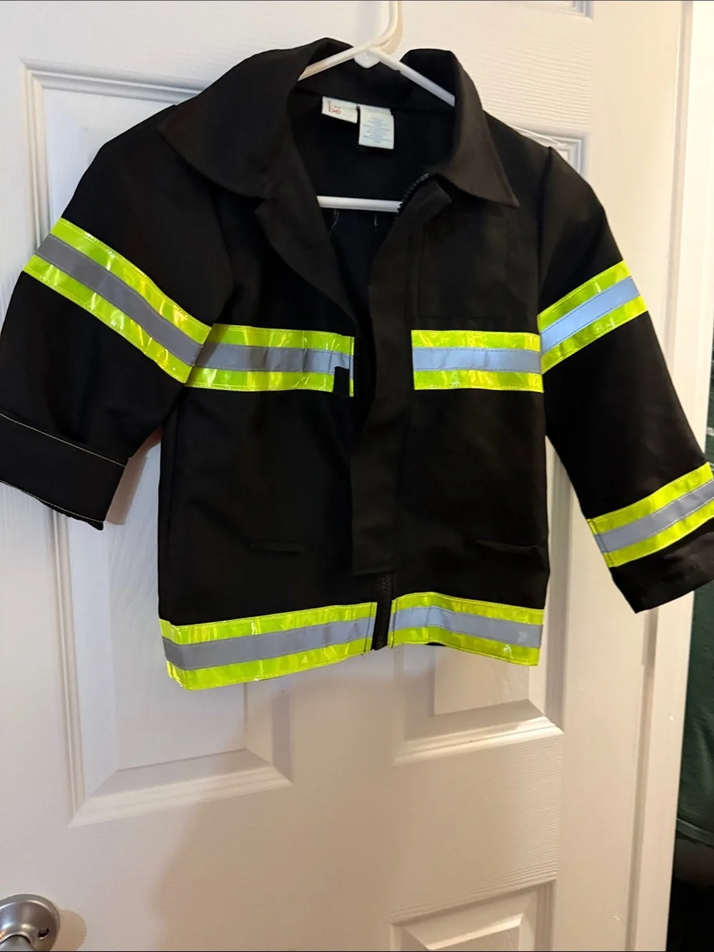 Kids Black Firefighter Jacket Costume with Reflective Stripes